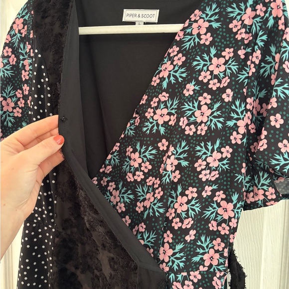 PIPER & SCOOT multi print faux wrap dress - Picture 4 of 7